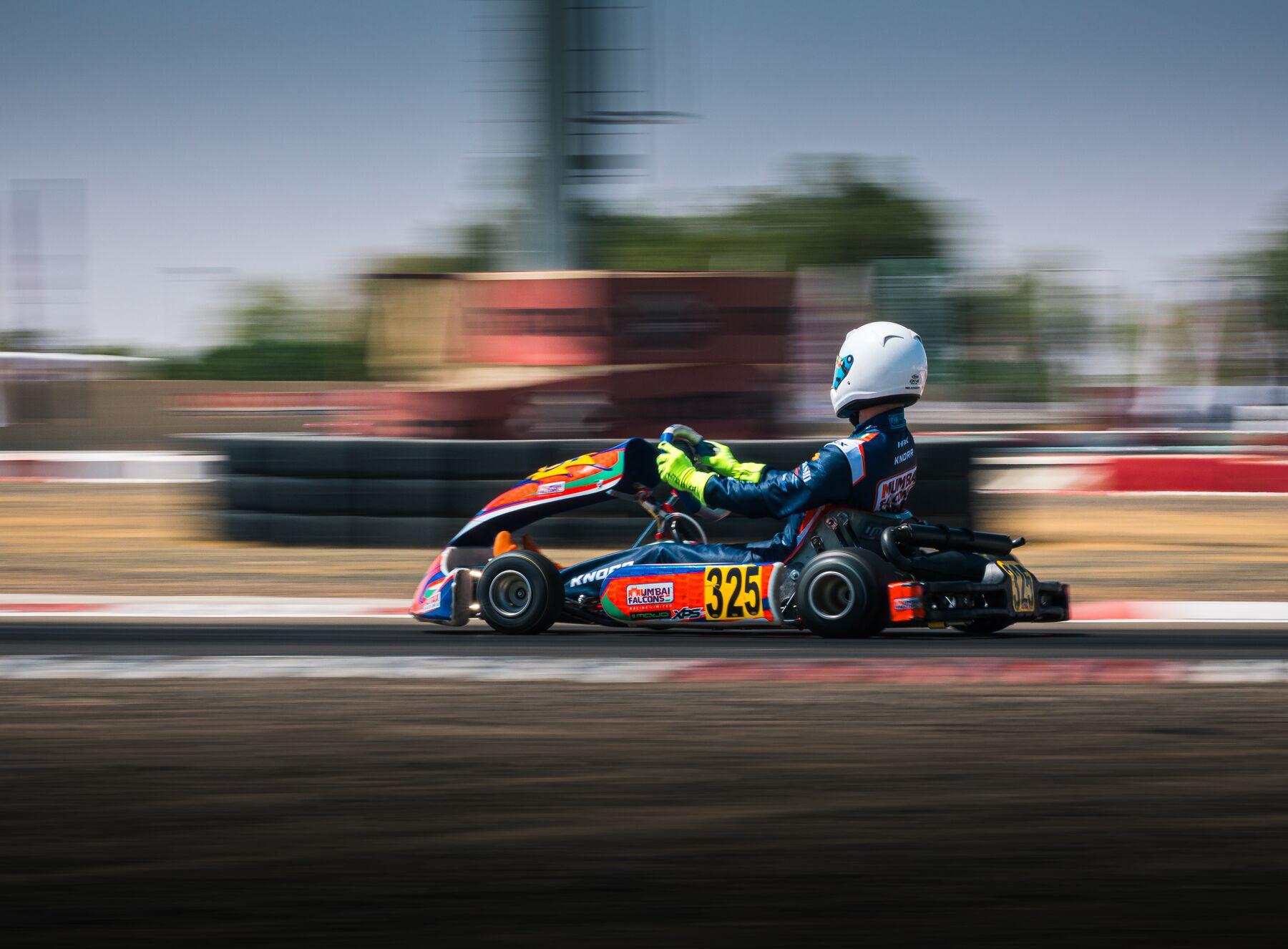 Kart #325 panning shot at speed, Al Ain Raceway