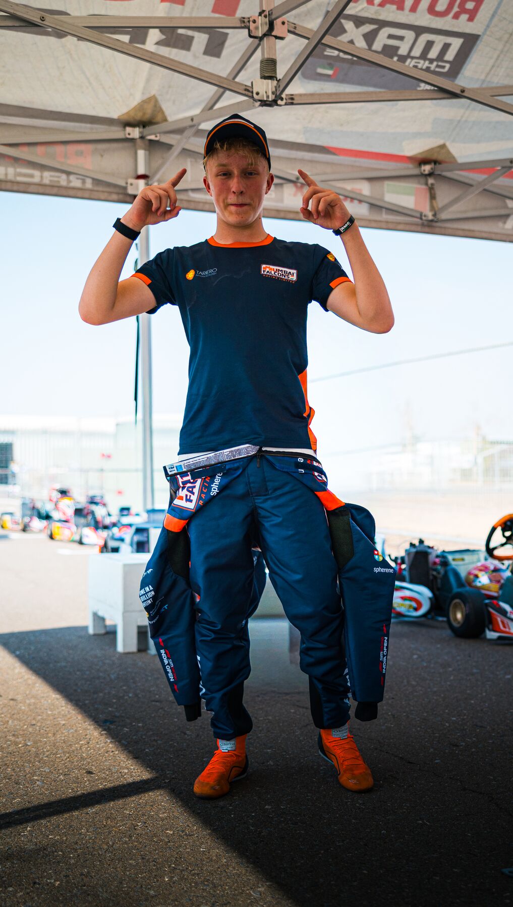 Damian Knorr under the paddock tent, Al Ain Raceway
