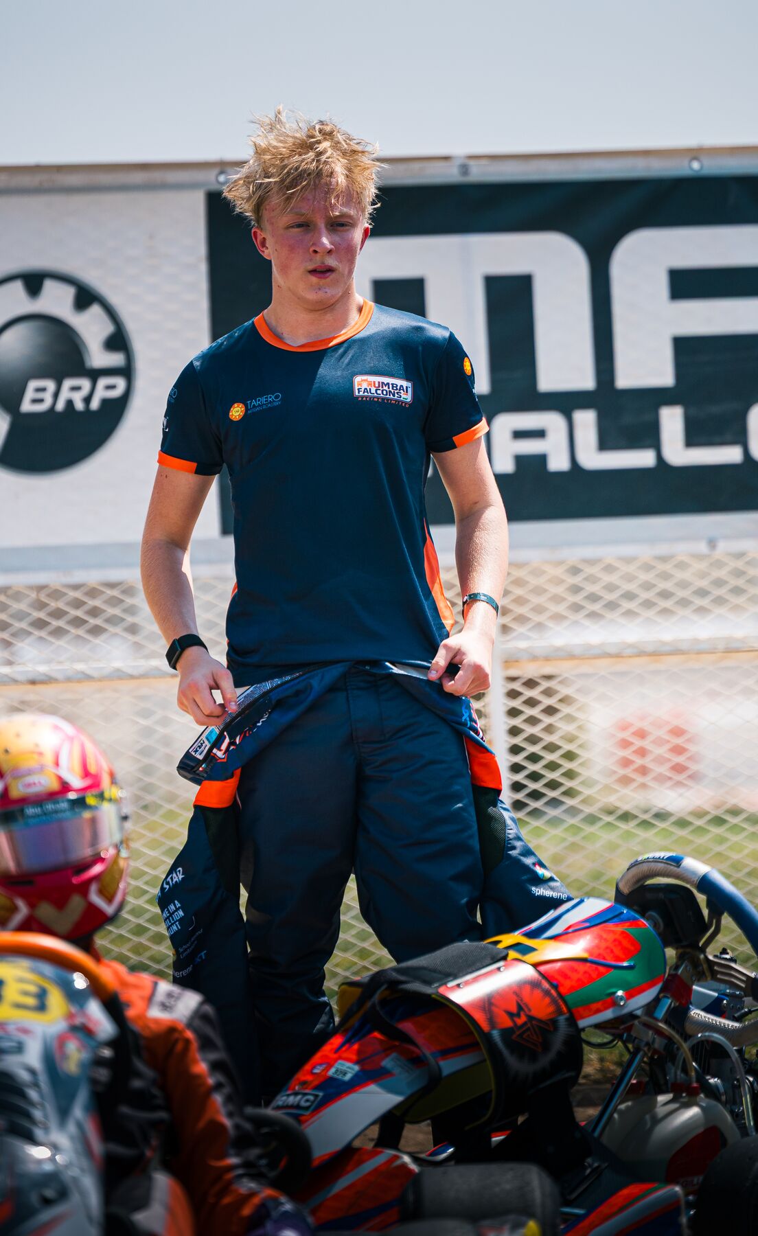 Damian Knorr in the Mumbai Falcons Racing paddock